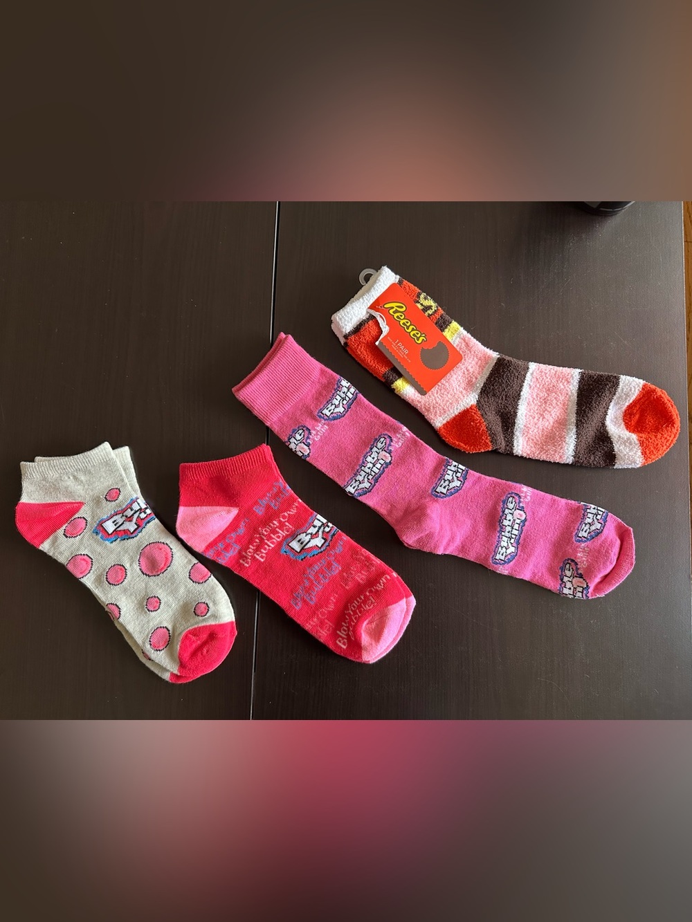 4 Pairs Women’s Bubble Gum & Reese’s Candy Socks BRAND NEW